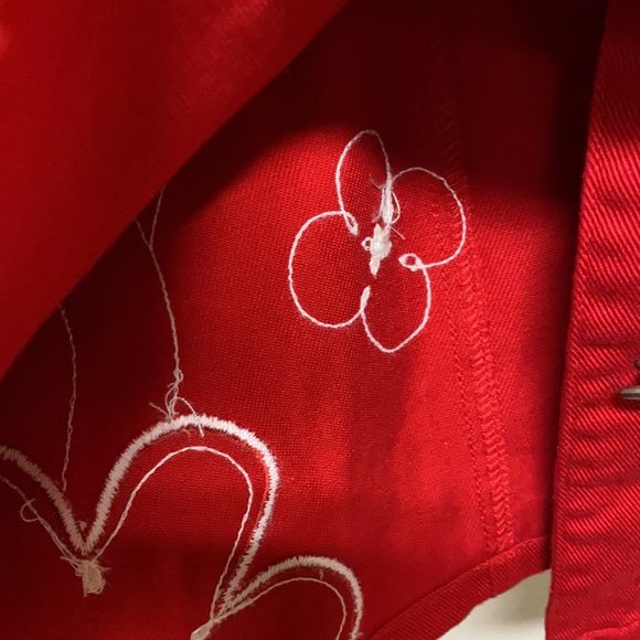 Coldwater Creek size medium red patchwork jacket blazerbutton up - Picture 8 of 8